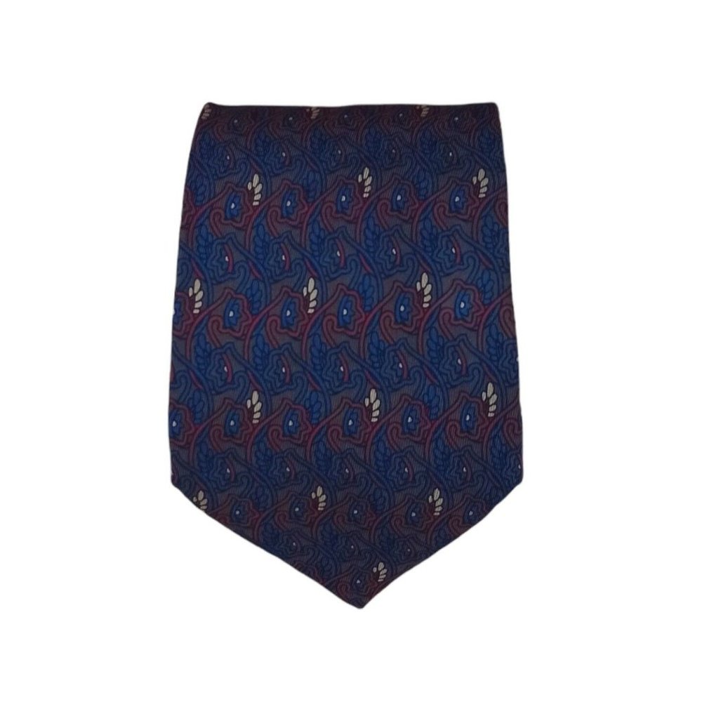 BATTISTONI Blue Floral Silk Tie ITALY 58"/ 3.5" EC